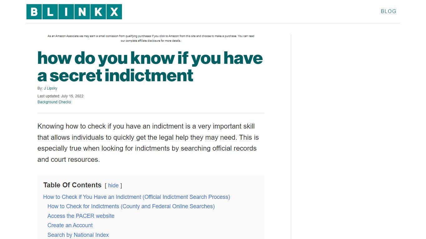 how do you know if you have a secret indictment - Blinkx